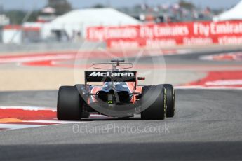 World © Octane Photographic Ltd. Formula 1 - American Grand Prix - Friday - Practice 2. Fernando Alonso - McLaren Honda MCL32. Circuit of the Americas, Austin, Texas, USA. Friday 20th October 2017. Digital Ref: 1987LB1D4156