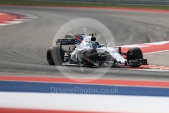 World © Octane Photographic Ltd. Formula 1 - American Grand Prix - Friday - Practice 2. Lance Stroll - Williams Martini Racing FW40. Circuit of the Americas, Austin, Texas, USA. Friday 20th October 2017. Digital Ref: 1987LB1D4489