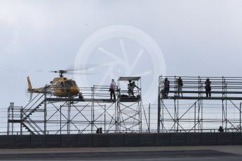 World © Octane Photographic Ltd. Formula 1 - American Grand Prix - Saturday - Practice 3. Helicopter at Turn 1. Circuit of the Americas, Austin, Texas, USA. Saturday 21st October 2017. Digital Ref: 1990LB1D5911