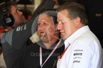 World © Octane Photographic Ltd. Formula 1 - American Grand Prix - Saturday - Practice 3. Zak Brown and Michael Andretti - McLaren Honda. Circuit of the Americas, Austin, Texas, USA. Saturday 21st October 2017. Digital Ref: 1990LB1D6239