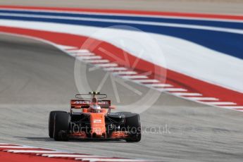 World © Octane Photographic Ltd. Formula 1 - American Grand Prix - Saturday - Qualifying. Stoffel Vandoorne - McLaren Honda MCL32. Circuit of the Americas, Austin, Texas, USA. Saturday 21st October 2017. Digital Ref: 1991LB1D7406