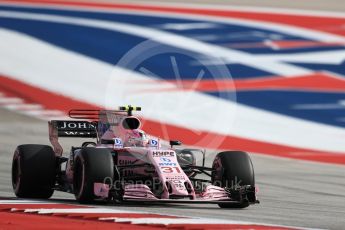 World © Octane Photographic Ltd. Formula 1 - American Grand Prix - Saturday - Qualifying. Esteban Ocon - Sahara Force India VJM10. Circuit of the Americas, Austin, Texas, USA. Saturday 21st October 2017. Digital Ref: 1991LB1D7413