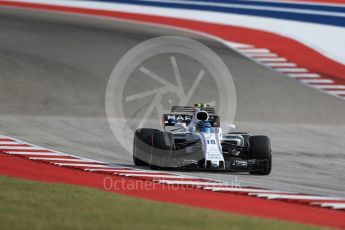 World © Octane Photographic Ltd. Formula 1 - American Grand Prix - Saturday - Qualifying. Lance Stroll - Williams Martini Racing FW40. Circuit of the Americas, Austin, Texas, USA. Saturday 21st October 2017. Digital Ref: 1991LB1D7519