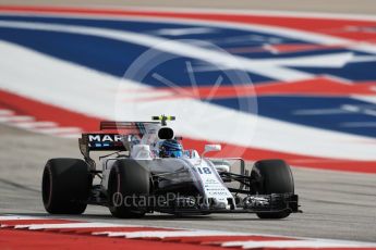 World © Octane Photographic Ltd. Formula 1 - American Grand Prix - Saturday - Qualifying. Lance Stroll - Williams Martini Racing FW40. Circuit of the Americas, Austin, Texas, USA. Saturday 21st October 2017. Digital Ref: 1991LB1D7626