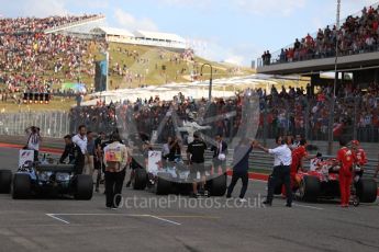 World © Octane Photographic Ltd. Formula 1 - American Grand Prix - Saturday - Qualifying. Lewis Hamilton - Mercedes AMG Petronas F1 W08 EQ Energy+, Sebastian Vettel - Scuderia Ferrari SF70H and Valtteri Bottas. Circuit of the Americas, Austin, Texas, USA. Saturday 21st October 2017. Digital Ref: 1991LB1D7876