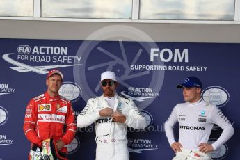 World © Octane Photographic Ltd. Formula 1 - American Grand Prix - Saturday - Qualifying. Lewis Hamilton - Mercedes AMG Petronas F1 W08 EQ Energy+, Sebastian Vettel - Scuderia Ferrari SF70H and Valtteri Bottas. Circuit of the Americas, Austin, Texas, USA. Saturday 21st October 2017. Digital Ref: 1991LB1D7983