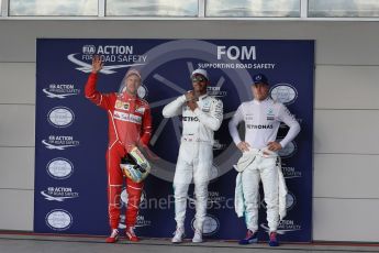 World © Octane Photographic Ltd. Formula 1 - American Grand Prix - Saturday - Qualifying. Lewis Hamilton - Mercedes AMG Petronas F1 W08 EQ Energy+, Sebastian Vettel - Scuderia Ferrari SF70H and Valtteri Bottas. Circuit of the Americas, Austin, Texas, USA. Saturday 21st October 2017. Digital Ref: 1991LB1D7989