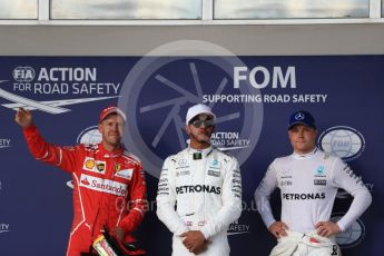 World © Octane Photographic Ltd. Formula 1 - American Grand Prix - Saturday - Qualifying. Lewis Hamilton - Mercedes AMG Petronas F1 W08 EQ Energy+, Sebastian Vettel - Scuderia Ferrari SF70H and Valtteri Bottas. Circuit of the Americas, Austin, Texas, USA. Saturday 21st October 2017. Digital Ref: 1991LB1D7999