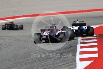 World © Octane Photographic Ltd. Formula 1 - American Grand Prix - Sunday - Race. Felipe Massa - Williams Martini Racing FW40 and Sergio Perez - Sahara Force India VJM10. Circuit of the Americas, Austin, Texas, USA. Sunday 22nd October 2017. Digital Ref: 1994LB1D9978
