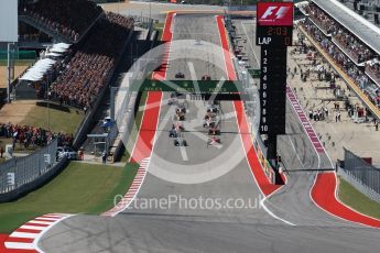 World © Octane Photographic Ltd. Formula 1 - American Grand Prix - Sunday - Race. Lewis Hamilton - Mercedes AMG Petronas F1 W08 EQ Energy+ starts on pole, with Usain Bolt signature move. Circuit of the Americas, Austin, Texas, USA. Sunday 22nd October 2017. Digital Ref: 1994LB2D7197