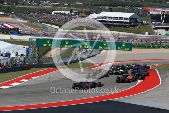 World © Octane Photographic Ltd. Formula 1 - American Grand Prix - Sunday - Race. The Grid exits Turn 1. Circuit of the Americas, Austin, Texas, USA. Sunday 22nd October 2017. Digital Ref: 1994LB2D7267