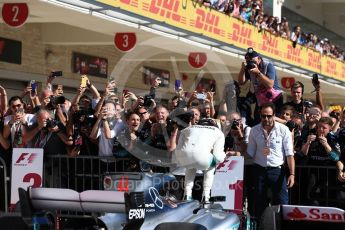 World © Octane Photographic Ltd. Formula 1 - American Grand Prix - Sunday - Race Podium. Lewis Hamilton - Mercedes AMG Petronas F1 W08 EQ Energy+. Circuit of the Americas, Austin, Texas, USA. Sunday 22nd October 2017. Digital Ref: 1995LB1D0219