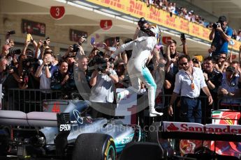 World © Octane Photographic Ltd. Formula 1 - American Grand Prix - Sunday - Race Podium. Lewis Hamilton - Mercedes AMG Petronas F1 W08 EQ Energy+. Circuit of the Americas, Austin, Texas, USA. Sunday 22nd October 2017. Digital Ref: 1995LB1D0239