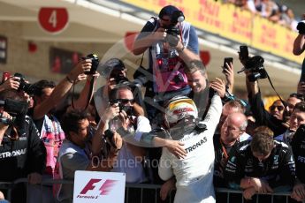 World © Octane Photographic Ltd. Formula 1 - American Grand Prix - Sunday - Race Podium. Lewis Hamilton - Mercedes AMG Petronas F1 W08 EQ Energy+. Circuit of the Americas, Austin, Texas, USA. Sunday 22nd October 2017. Digital Ref: 1995LB1D0292