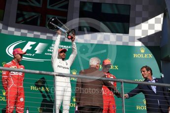 World © Octane Photographic Ltd. Formula 1 - American Grand Prix - Sunday - Race Podium. Lewis Hamilton - Mercedes AMG Petronas F1 W08 EQ Energy+, Sebastian Vettel and Kimi Raikkonen - Scuderia Ferrari SF70H. Circuit of the Americas, Austin, Texas, USA. Sunday 22nd October 2017. Digital Ref: 1995LB1D0651