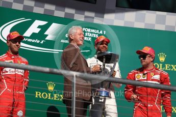 World © Octane Photographic Ltd. Formula 1 - American Grand Prix - Sunday - Race Podium. Lewis Hamilton - Mercedes AMG Petronas F1 W08 EQ Energy+ and Bill Clinton. Circuit of the Americas, Austin, Texas, USA. Sunday 22nd October 2017. Digital Ref: 1995LB1D0764