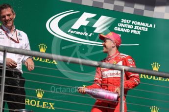 World © Octane Photographic Ltd. Formula 1 - American Grand Prix - Sunday - Race Podium. Sebastian Vettel - Scuderia Ferrari SF70H. Circuit of the Americas, Austin, Texas, USA. Sunday 22nd October 2017. Digital Ref: 1995LB1D0811