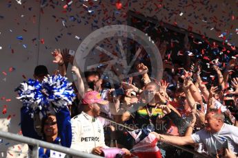 World © Octane Photographic Ltd. Formula 1 - American Grand Prix - Sunday - Race Podium. Lewis Hamilton - Mercedes AMG Petronas F1 W08 EQ Energy+. Circuit of the Americas, Austin, Texas, USA. Sunday 22nd October 2017. Digital Ref: 1995LB1D0835