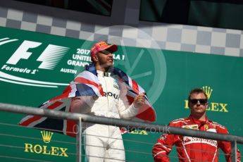 World © Octane Photographic Ltd. Formula 1 - American Grand Prix - Sunday - Race Podium. Lewis Hamilton - Mercedes AMG Petronas F1 W08 EQ Energy+. Circuit of the Americas, Austin, Texas, USA. Sunday 22nd October 2017. Digital Ref: 1995LB1D1010