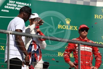 World © Octane Photographic Ltd. Formula 1 - American Grand Prix - Sunday - Race Podium. Lewis Hamilton - Mercedes AMG Petronas F1 W08 EQ Energy+ and Usain Bolt. Circuit of the Americas, Austin, Texas, USA. Sunday 22nd October 2017. Digital Ref: 1995LB1D1061