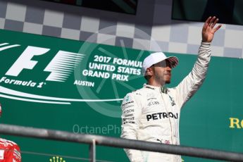 World © Octane Photographic Ltd. Formula 1 - American Grand Prix - Sunday - Race Podium. Lewis Hamilton - Mercedes AMG Petronas F1 W08 EQ Energy+. Circuit of the Americas, Austin, Texas, USA. Sunday 22nd October 2017. Digital Ref: 1995LB1D1141