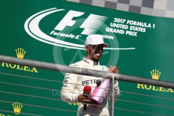 World © Octane Photographic Ltd. Formula 1 - American Grand Prix - Sunday - Race Podium. Lewis Hamilton - Mercedes AMG Petronas F1 W08 EQ Energy+. Circuit of the Americas, Austin, Texas, USA. Sunday 22nd October 2017. Digital Ref: 1995LB1D1154