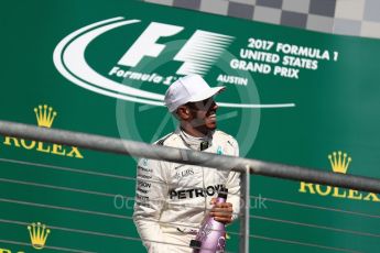 World © Octane Photographic Ltd. Formula 1 - American Grand Prix - Sunday - Race Podium. Lewis Hamilton - Mercedes AMG Petronas F1 W08 EQ Energy+. Circuit of the Americas, Austin, Texas, USA. Sunday 22nd October 2017. Digital Ref: 1995LB1D1177