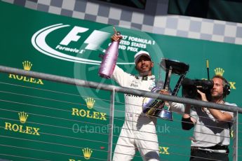 World © Octane Photographic Ltd. Formula 1 - American Grand Prix - Sunday - Race Podium. Lewis Hamilton - Mercedes AMG Petronas F1 W08 EQ Energy+. Circuit of the Americas, Austin, Texas, USA. Sunday 22nd October 2017. Digital Ref: 1995LB1D1291