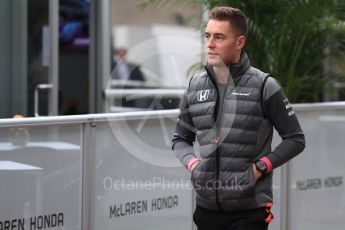 World © Octane Photographic Ltd. Formula 1 - American Grand Prix - Friday - Paddock. Stoffel Vandoorne - McLaren Honda MCL32. Circuit of the Americas, Austin, Texas, USA. Friday 20th October 2017. Digital Ref: 1985LB1D3284