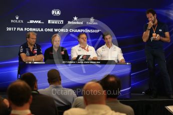 World © Octane Photographic Ltd. Formula 1 - American Grand Prix – Friday Team Press Conference. Zak Brown - Executive Director of McLaren Technology Group, Robert Fernley - Deputy Team Principal of Sahara Force India, Gene Haas - Founder and Chairman of Haas F1 Team and Toto Wolff - Executive Director & Head of Mercedes-Benz Motorsport. Circuit of the Americas, Austin, Texas, USA. Friday 20th October 2017. Digital Ref: 1988LB2D6557