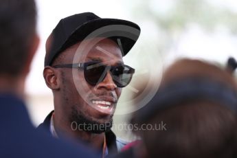 World © Octane Photographic Ltd. Formula 1 - American Grand Prix - Sunday - Paddock. Usain Bolt meets with the media. Circuit of the Americas, Austin, Texas, USA. Sunday 22nd October 2017. Digital Ref: 1992LB1D8187