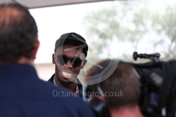 World © Octane Photographic Ltd. Formula 1 - American Grand Prix - Sunday - Paddock. Usain Bolt meets with the media. Circuit of the Americas, Austin, Texas, USA. Sunday 22nd October 2017. Digital Ref: 1992LB1D8204