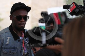 World © Octane Photographic Ltd. Formula 1 - American Grand Prix - Sunday - Paddock. Usain Bolt meets with the media. Circuit of the Americas, Austin, Texas, USA. Sunday 22nd October 2017. Digital Ref: 1992LB1D8252