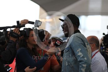 World © Octane Photographic Ltd. Formula 1 - American Grand Prix - Sunday - Paddock. Usain Bolt meets with the media. Circuit of the Americas, Austin, Texas, USA. Sunday 22nd October 2017. Digital Ref: 1992LB1D8300