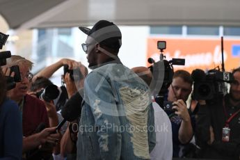 World © Octane Photographic Ltd. Formula 1 - American Grand Prix - Sunday - Paddock. Usain Bolt meets with the media. Circuit of the Americas, Austin, Texas, USA. Sunday 22nd October 2017. Digital Ref: 1992LB1D8307