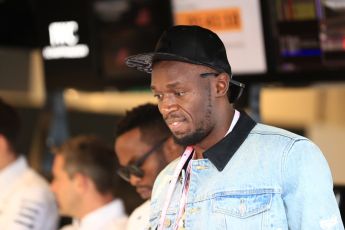 World © Octane Photographic Ltd. Formula 1 - American Grand Prix - Sunday - Paddock. Usain Bolt in the Mercedes AMG Petronas F1 team garage. Circuit of the Americas, Austin, Texas, USA. Sunday 22nd October 2017. Digital Ref: 1992LB1D8398