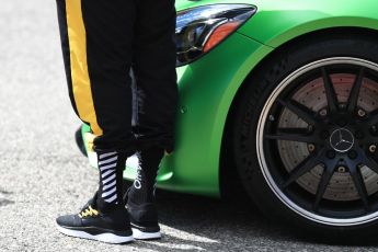 World © Octane Photographic Ltd. Formula 1 - American Grand Prix - Sunday - Paddock. Lewis Hamilton takes Usain Bolt on a Hot Lap of COTA. Circuit of the Americas, Austin, Texas, USA. Sunday 22nd October 2017. Digital Ref: 1992LB1D8525