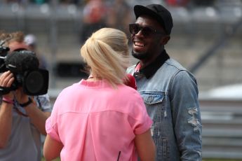 World © Octane Photographic Ltd. Formula 1 - American Grand Prix - Sunday - Paddock. Lewis Hamilton takes Usain Bolt on a Hot Lap of COTA. Circuit of the Americas, Austin, Texas, USA. Sunday 22nd October 2017. Digital Ref: 1992LB1D8580