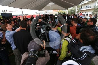 World © Octane Photographic Ltd. Formula 1 - American Grand Prix - Sunday - Paddock. Usain Bolt meets with the media. Circuit of the Americas, Austin, Texas, USA. Sunday 22nd October 2017. Digital Ref: 1992LB2D6639