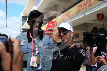 World © Octane Photographic Ltd. Formula 1 - American Grand Prix - Sunday - Paddock. Lewis Hamilton takes Usain Bolt on a Hot Lap of COTA. Circuit of the Americas, Austin, Texas, USA. Sunday 22nd October 2017. Digital Ref: 1992LB2D6770