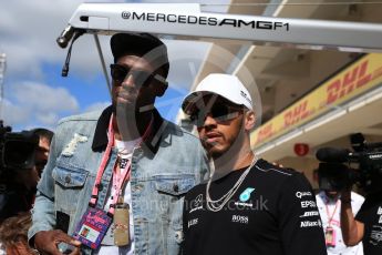 World © Octane Photographic Ltd. Formula 1 - American Grand Prix - Sunday - Paddock. Lewis Hamilton takes Usain Bolt on a Hot Lap of COTA. Circuit of the Americas, Austin, Texas, USA. Sunday 22nd October 2017. Digital Ref: 1992LB2D6810