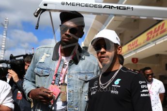 World © Octane Photographic Ltd. Formula 1 - American Grand Prix - Sunday - Paddock. Lewis Hamilton takes Usain Bolt on a Hot Lap of COTA. Circuit of the Americas, Austin, Texas, USA. Sunday 22nd October 2017. Digital Ref: 1992LB2D6820