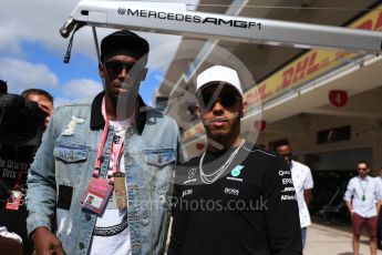 World © Octane Photographic Ltd. Formula 1 - American Grand Prix - Sunday - Paddock. Lewis Hamilton takes Usain Bolt on a Hot Lap of COTA. Circuit of the Americas, Austin, Texas, USA. Sunday 22nd October 2017. Digital Ref: 1992LB2D6835