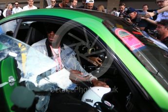 World © Octane Photographic Ltd. Formula 1 - American Grand Prix - Sunday - Paddock. Lewis Hamilton takes Usain Bolt on a Hot Lap of COTA. Circuit of the Americas, Austin, Texas, USA. Sunday 22nd October 2017. Digital Ref: 1992LB2D6898