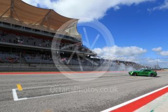 World © Octane Photographic Ltd. Formula 1 - American Grand Prix - Sunday - Paddock. Lewis Hamilton takes Usain Bolt on a Hot Lap of COTA. Circuit of the Americas, Austin, Texas, USA. Sunday 22nd October 2017. Digital Ref: 1992LB2D6939