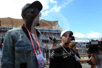 World © Octane Photographic Ltd. Formula 1 - American Grand Prix - Sunday - Paddock. Lewis Hamilton takes Usain Bolt on a Hot Lap of COTA. Circuit of the Americas, Austin, Texas, USA. Sunday 22nd October 2017. Digital Ref: 1992LB2D7003