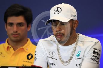 World © Octane Photographic Ltd. Formula 1 - American Grand Prix – Thursday Driver Press Conference – Part 1. Lewis Hamilton - Mercedes AMG Petronas F1 Team. Circuit of the Americas, Austin, Texas, USA. Thursday 19th October 2017. Digital Ref: 1984LB1D2164