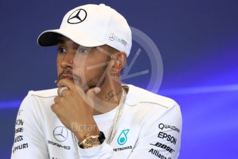 World © Octane Photographic Ltd. Formula 1 - American Grand Prix – Thursday Driver Press Conference – Part 1. Lewis Hamilton - Mercedes AMG Petronas F1 Team. Circuit of the Americas, Austin, Texas, USA. Thursday 19th October 2017. Digital Ref: 1984LB1D2177