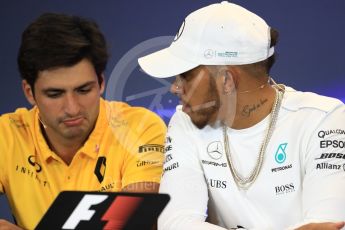 World © Octane Photographic Ltd. Formula 1 - American Grand Prix – Thursday Driver Press Conference – Part 1. Lewis Hamilton - Mercedes AMG Petronas F1 Team and Carlos Sainz - Renault Sport F1 Team. Circuit of the Americas, Austin, Texas, USA. Thursday 19th October 2017. Digital Ref: 1984LB1D2178