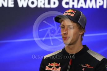 World © Octane Photographic Ltd. Formula 1 - American Grand Prix – Thursday Driver Press Conference – Part 1. Brendon Hartley - Scuderia Toro Rosso. Circuit of the Americas, Austin, Texas, USA. Thursday 19th October 2017. Digital Ref: 1984LB1D2206